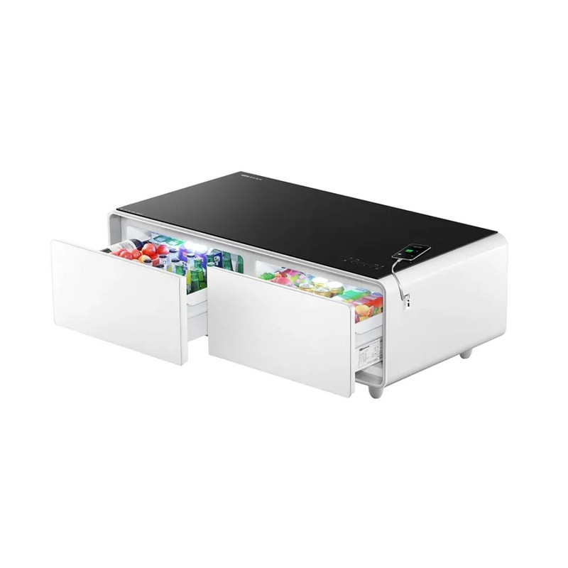 Smart Coffee Table w/ Refrigerator - White - طاولة ذكية بثلاجة